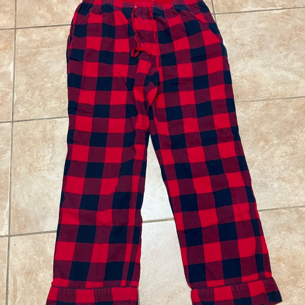 Lands' End Red and Black Check Pajama Bottoms women’s sz L